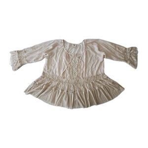 Urban Mangoz Peachy Nude Lace Trim Babydoll Tent Blouse Bohemian XL